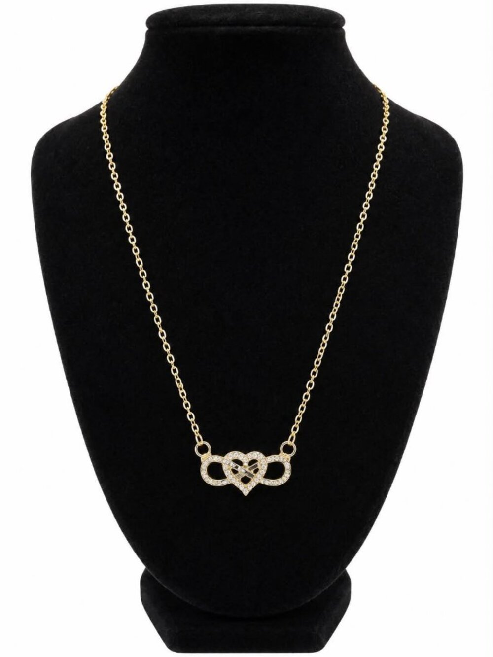 Gold Tone Infinity Heart Necklace
